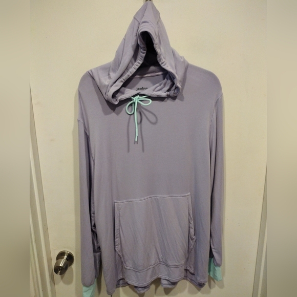 Jambys House Hoodie Women's Purple Modal Blend Comfy Pullover Shirt Sz L Slouchy - Picture 1 of 7